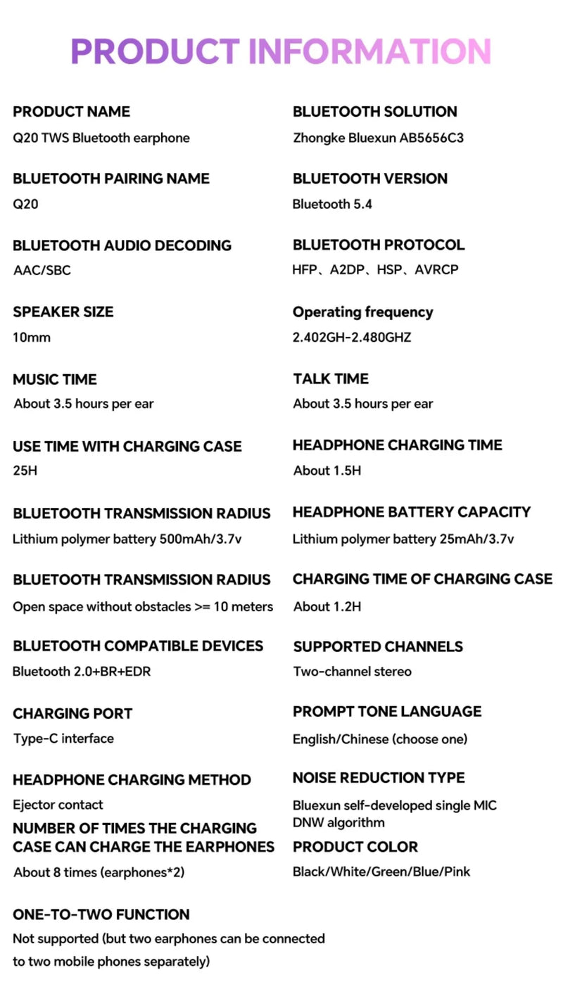 Translation Headphones with Multifunction Touch Screen Smart Wireless Bluetooth Earphone HiFi Audio Quality Business Earbud